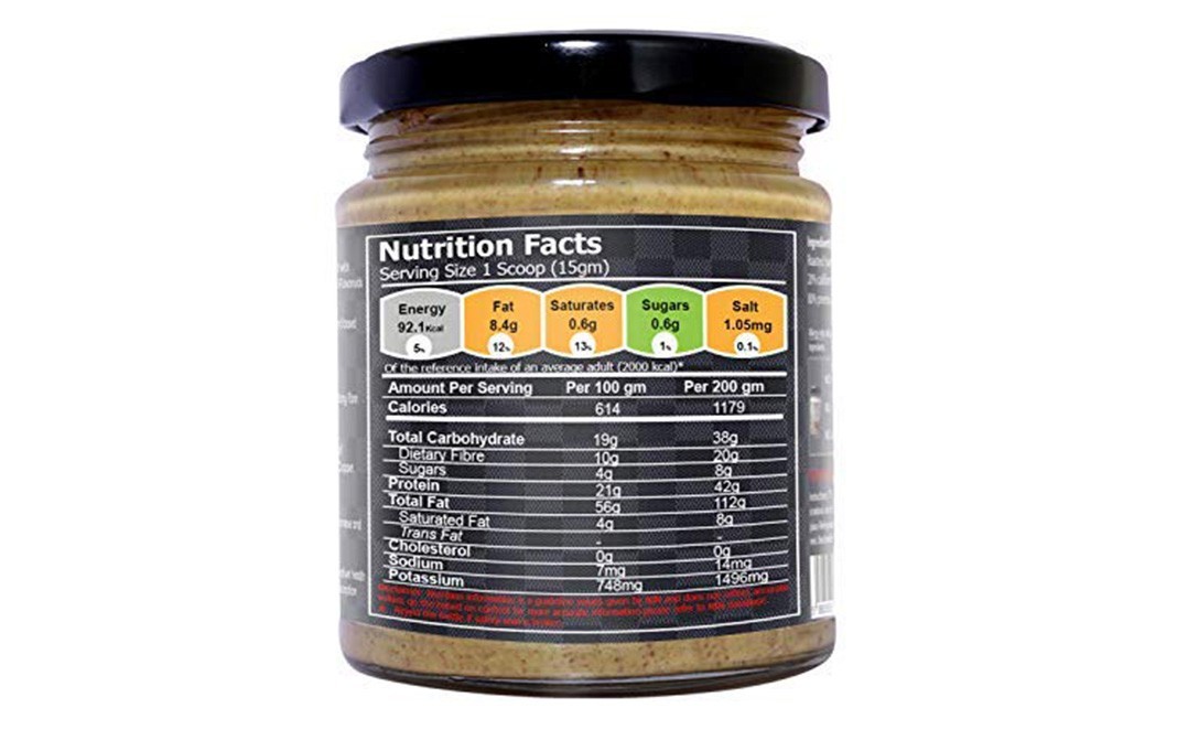 Delicieux All Natural California Almond Butter, Crunchy Salted   Glass Jar  200 grams